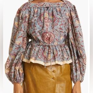 ULLA JOHNSON
Mireya Cotton Peplum Top In Ether size 14 nwt sold out!